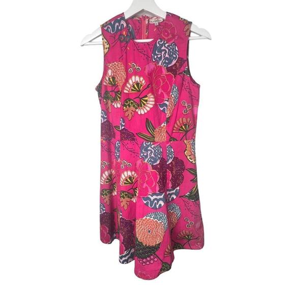 Fitzroy & Willa Floral Print Sleeveless Mini A-Line Dress Pink Women's Sz Medium - Picture 1 of 8